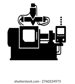 Computer Numerical Control CNC Milling Machine Vector Silhouette For Precision Manufacturing Engineering Workshop And Factory Automation Design