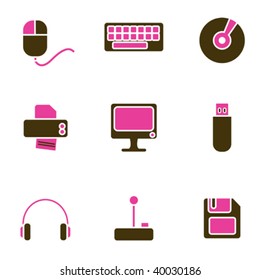 computer objects icon set