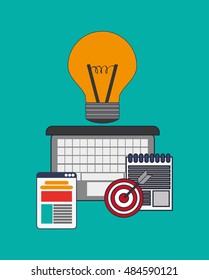 computer with office and business related icons image 