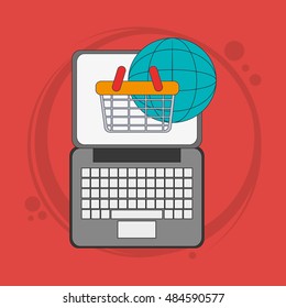 computer with office and business related icons image 