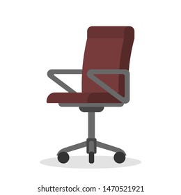 Computer office chair. Comfortable furniture, modern seat design. Element of home interior. Isolated vector illustration in cartoon style