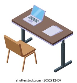 Computer office desk icon isometric vector. Website workspace. Laptop work technology
