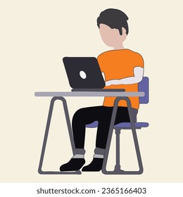 Computer Office Desk vector illustration eps