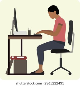 Computer Office Desk vector illustration