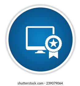 Computer on blue button,clean vector