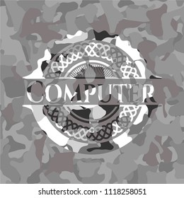 Computer on grey camo texture