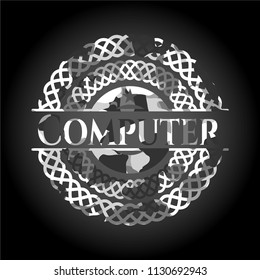 Computer on grey camo texture