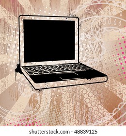 Computer on Grunge Background