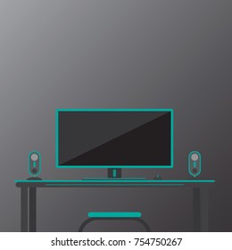 computer on the table ,vector illustration