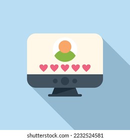 Computer online dating icon flat vector. Internet phone. Network message