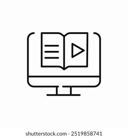 Vector de signo de icono de educación en línea de computadora