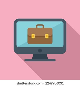 Computer online Job Symbol flach Vektorgrafik. Suchen Sie Business. Internetarbeit