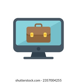 Computer online job icon flat vector. Search business. Internet work isolated