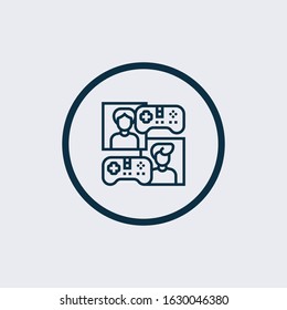 Computer with Online lecture sign. Versus concept. Online Video Education line icon. Web player symbol. Line vs classic online video icon