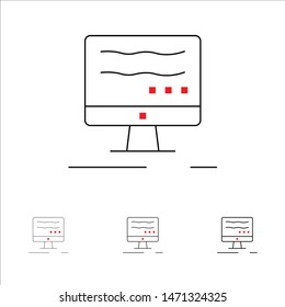 Computer, Online, Marketing Bold and thin black line icon set. Vector Icon Template background