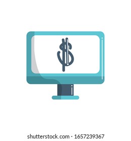 computer online money business financial vector illustration color tone and fill