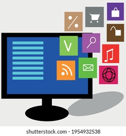
ordenador, tienda online, entrega, grandes oportunidades.eps