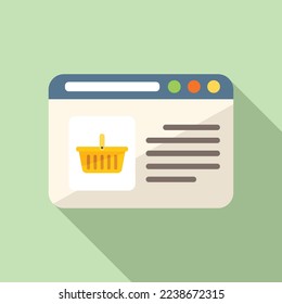 Computer online store icon flat vector. Sale shop. Web card