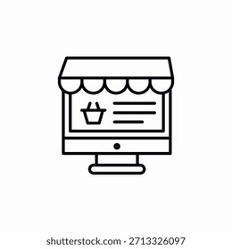 Vector de signo de icono de tienda en línea de computadora