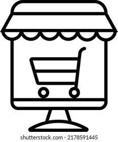 icono de línea de tienda en línea del equipo