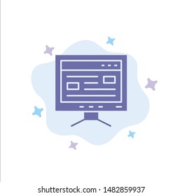 Computer, Online, Study, Education Blue Icon on Abstract Cloud Background