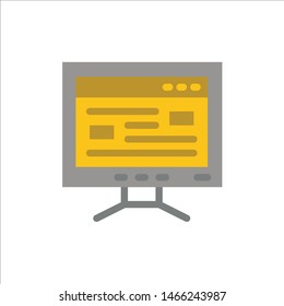 Computer, Online, Study, Education  Flat Color Icon. Vector icon banner Template. Vector Icon Template background