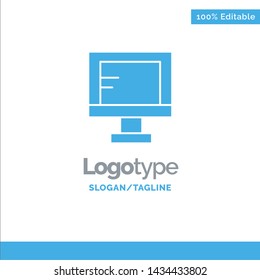 Computer, Online, Study, School Blue Solid Logo Template. Place for Tagline