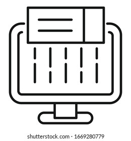 Computer online ticket icon. Outline computer online ticket vector icon for web design isolated on white background