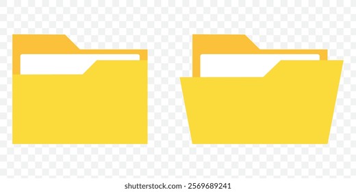 computer open data folder vector icon set in black, yellow and blue color. desktop save file ui symbol. File folder vector icons. File folders. File folder buttons. eps 10.