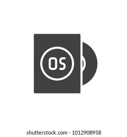 Computer operating system icon vector, filled flat sign, solid pictogram isolated on white. OS installation disc symbol, logo illustration.