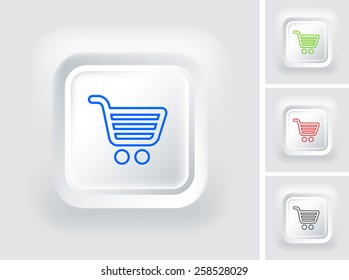 Computer Options Shopping Cart on White Bevel Square Buttons