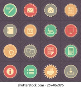 Computer and organizer icons. Bright colors. Vector labels. Original design       