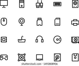 Computer outline icon set vector
