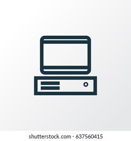 Computer Outline Symbol. Premium Quality Isolated PC  Element In Trendy Style.