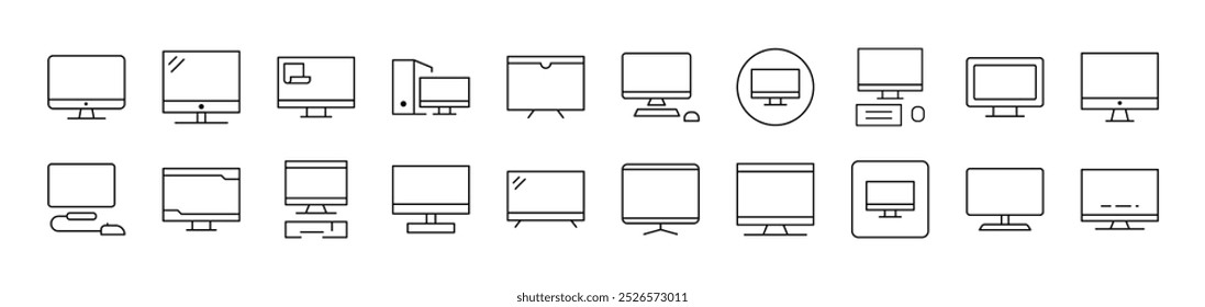 Coleção de Ícones de Linha da Web de Estrutura de Tópicos de Computador. Traço editável. Pictograma Linear Minimalista para Design de Cartões, Aplicativos, Banners, Posts