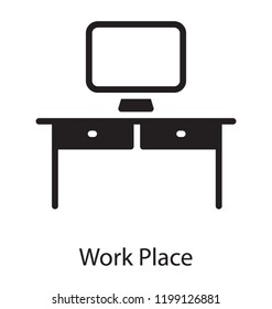 Computer over table with cabins, workplace 
