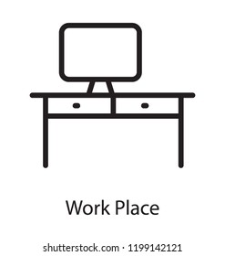 Computer over table with cabins, workplace 