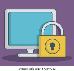 computer and padlock icon