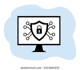 computer and padlock icon. internet security and data protection