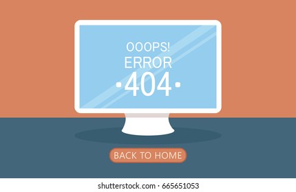 Computer Page 404 Not Found. Vector Flat Illustration