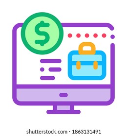 computer paid work icon vector. computer paid work sign. color symbol illustration