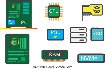 computer part icon,computer parts, cpu, motherboard