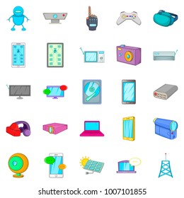 Computer part icons set. Cartoon set of 25 computer part vector icons for web isolated on white background