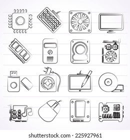 Computer part icons - vector icon set