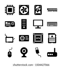 Computer Part Solid Icons Vector Design