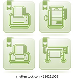 Computer parts and accessories, pictured here from left to right: Laserjet Printer, Heavy duty Laserjet Printer, Inkjet Printer, Plotter.