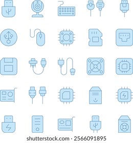 Computer parts duotone vector icons