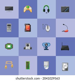 conjunto de iconos de piezas de equipo y equipo