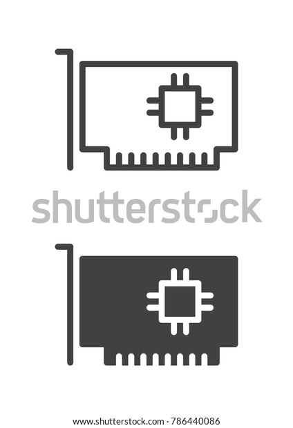 Computer\
parts, hardware icon, line and solid version, outline and filled\
vector sign, linear and full pictogram isolated on white. Expansion\
card symbol, logo illustration. Vector\
graphics