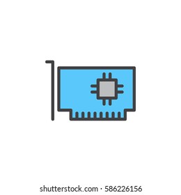 Computer parts, hardware line icon, filled outline vector sign, linear colorful pictogram isolated on white. Expansion card symbol, logo illustration